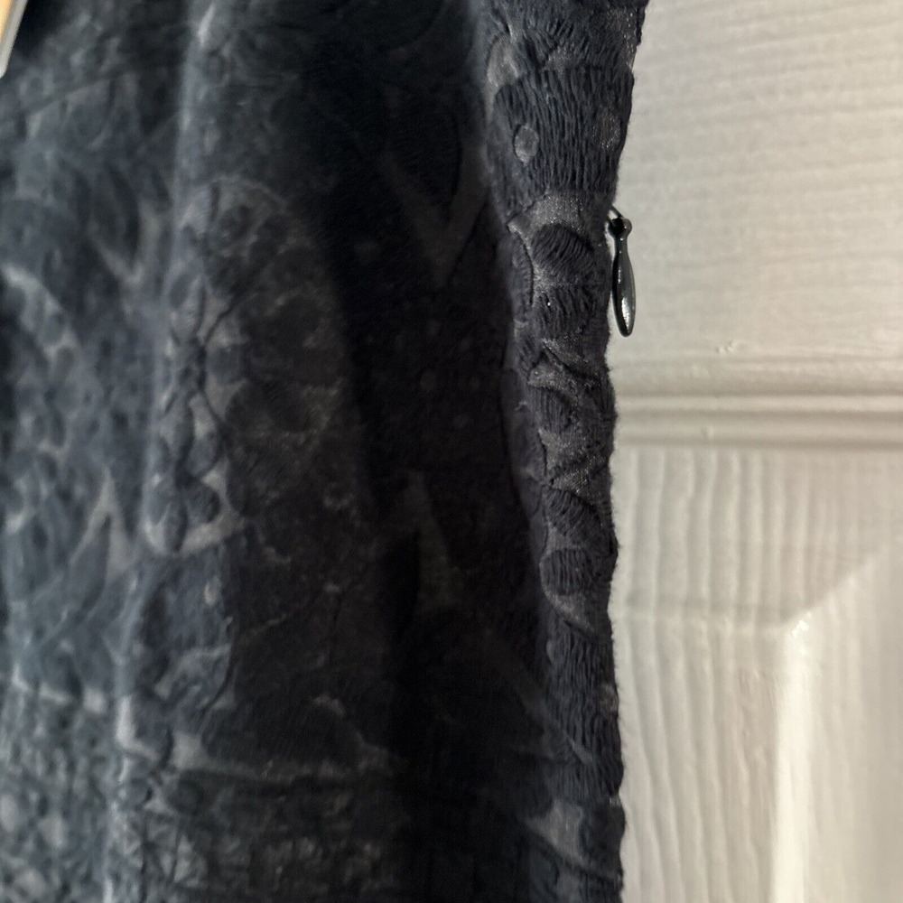 ESSENCE Satori Sheath Dress Black Sheer Mesh Embroidered Sleeveless XL - Picture 7 of 13